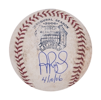 2006 Albert Pujols Signed & Game Used OML Selig Baseball From Busch Stadiums Inaugural Season (Beckett/Cardinals Authenticated)